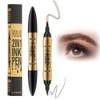 Upgrade Magic 2 in 1 Microblading Eyebrow Pen, 3D Microblading Tattoo Pencil with Eyeliner, Waterproof Makeup Tools (Light Brown)