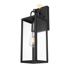 Diyel Dusk to Dawn Outdoor Wall Sconce Light, 28 Inch Tall Transitional Exterior Wall Lighting with Clear Glass, Anti-Rust Powder Coat Black Modern Outside Wall Lantern for Front Porch, DDRZ008XL BK