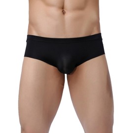 YATEEN Mens Traceless Underwear Ice Silk Briefs 4-pack Black Large