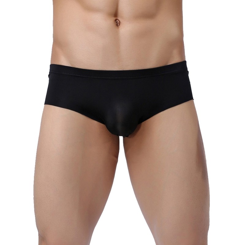 YATEEN Mens Traceless Underwear Ice Silk Briefs 4-pack Black Large