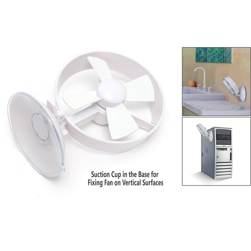 AntilaTech Quiet 2-Speed USB Desktop Mini Fan with Suction Cup-Study/Office/Travel