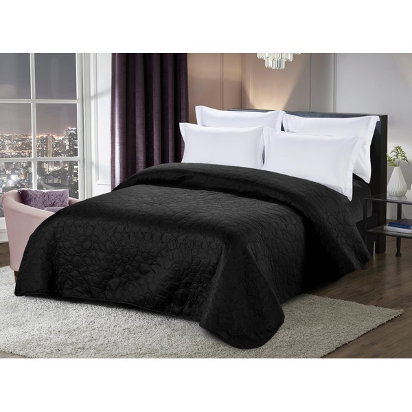 FEBE Bedspread Bed Throw Black 220 x 240 cm Throw