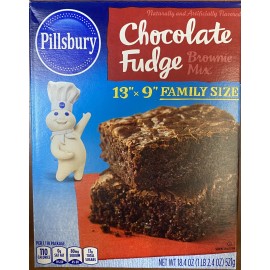 Pillsbury 2x Pillsbury CHOCOLATE FUDGE 13" X 9" Family size Brownie Mix 18.4 oz Box 2 PACK
