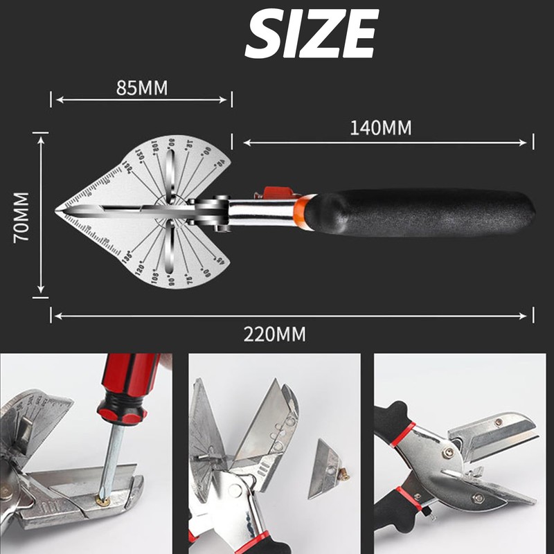 QSLKI Mitre Scissors, 45°-135° for Precise Cut, Multifunctional Trunking Scissors,