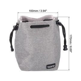 PATIKIL Soft Drawstring Lens Case, Lens Pouch Bag with Cotton Pad 3.94" x 3.94" Thick Fleece Cloth Camera Lens Bag for SLR Lens Water Cups, Grey