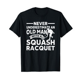 Squash Giocatore Vecchio Uomo Con Squash Racchetta Squash Maglietta