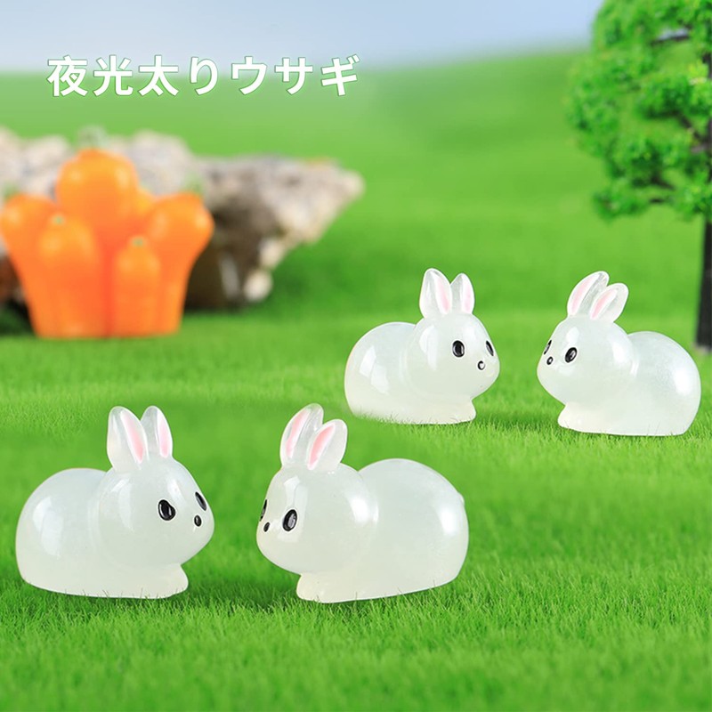 Resin Decoration Resin Luminous Figurine Mini Luminous Rabbit Mini Resin