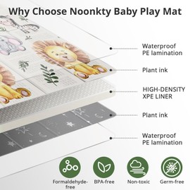 NOONKTY Foldable Extra Large Play Mat, Non Toxic Foam Thick & Waterproof, Anti-Slip for Baby Crawling, Folding Play Mats for Babies & Toddlers