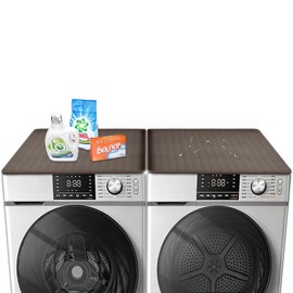 SUNICO Washer and Dryer Top Protector Mats, Washer Dryer Top Protector, Non-Slip Waterproof Washing Machine Cover for Top Load for Laundry Room 2 Packs Grey, 23.6 x19.7 Inch