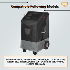 Kistrba Dust Cover Compatible with Robinair A/C RRR Machine, 600D Heavy Duty Oxford for AC1234-6, 34788NI, 34788NI-H, 34988NI Models, A/C Recovery & Recharge Machine, Black and Gray