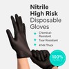 OWELL Black Nitrile Gloves, 4 Mil Medical Exam Gloves, Black