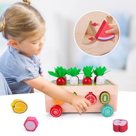 Montessori Wooden Toys for 1 2 3 Year Old, Wooden Stacking Gifts for Boys Girls, Baby Shape Color Sorting Matching Educational Wooden Toys for Toddler, Wood Preschool Learning Fine Motor Skills Game
