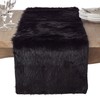 Faux Fur Design Table Runner, 15"x36", Black