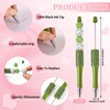 Pandahall 10Pcs Olive Drab Beadable Pens Plastic Bead Ballpoint Pens
