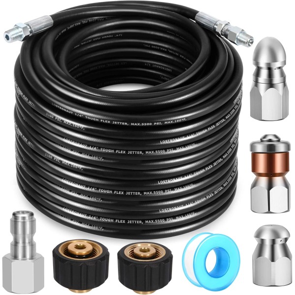 Sewer Jetter Kit - Drain Cleaner Tool Clog Remover Kit