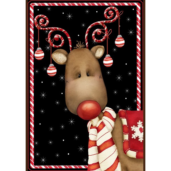 Toland Home Garden Candy Cane Reindeer 28 x 40 Inch Decorative Winter Christmas Holiday Ornament House Flag