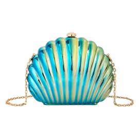 Quniko Women Evening Acrylic Clutch Purse Shell Shape Shoulder Chain Box Cross-body Bag