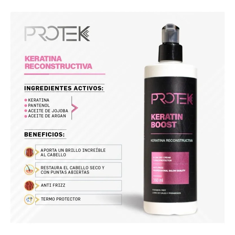 Protek Tratamiento Termoprotector De Calor Keratin Boost