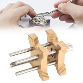 Adjustable Brass Watch Movement Holder with Storage Box