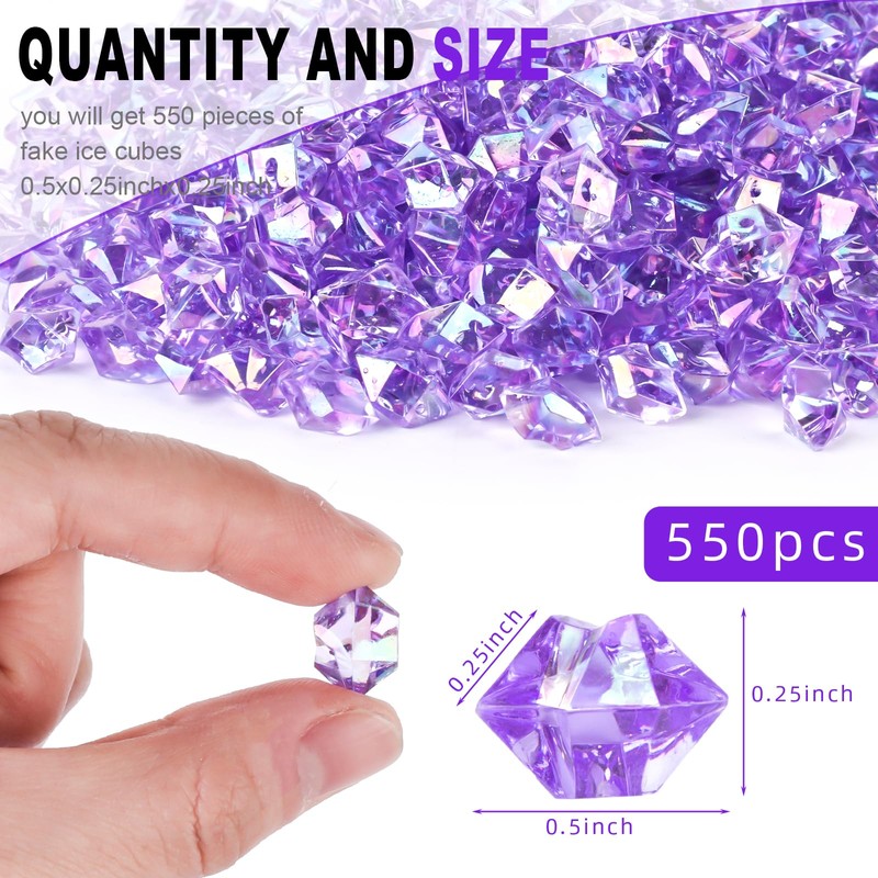 DomeStar purple fake ice cubes purple fake crystals purple vase