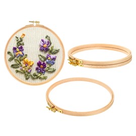 PATIKIL 4 Pieces 8 Inch Embroidery Hoops Round Adjustable Beach Wood Circle Cross Stitch Hoop Ring Bulk for Embroidery Art Craft Handy Sewing Decoration