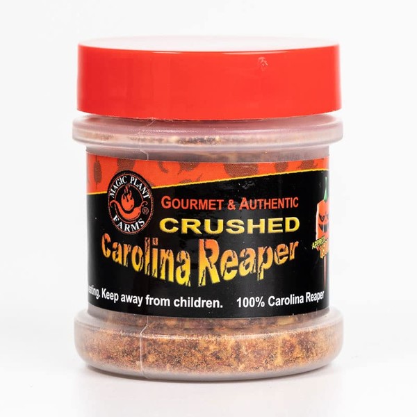 Carolina Reaper Pepper Flakes by Magic Plant | Extremely Hot Pure Carolina Reaper Pepper Crushed | All Natural - Fair Trade - No Additives (0.5 Oz)