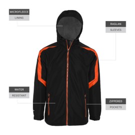 Holloway Charger Jacket-Water-Resistant Stylish Outerwear with Athletic Fit Perfect for Active Men, Black | Orange, Large