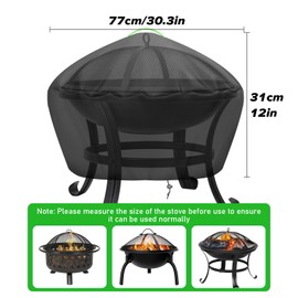 MaxAwe Round Fire Pit Cover, 77x31cm 600D Oxford Fabric Polyester PVC Coating Black Fireplace Covers, Waterproof Patio Firepit Bowl Gas Fireplace Covers with 1 Handle and Bottom Drawstring