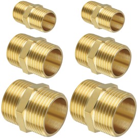 XTUDOU® Pack of 6 Double Nipples 1 Inch, Pipe Nipple 1/2 Inch Brass, Gunmetal Double Nipple 1/2 Inch, Double Nipple Brass, for Pipe Connection, Drinking Water, DIY Projects