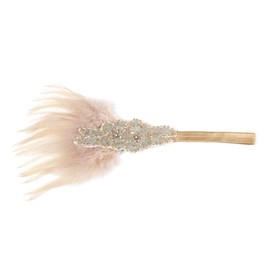 STIOEDYUAN Roaring 20s Flapper Headbands 1920s Headpiece Great Gatsby Feather Headband Cocktail Party Hair Accessories For Women (Champagne)