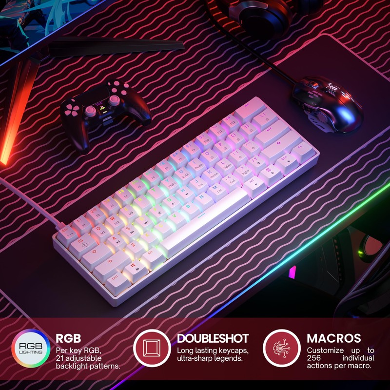 GK61 Mechanical Gaming Keyboard - 61 Keys Multi Color RGB