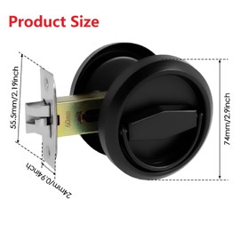 Stainless Steel 304 Black Round Recessed Door Lock, Hidden Recessed Install Cup Door Knob Lock, Recessed Door Handles Pulls Latch Knob, Pocket Door Handle Without Keys (Black)