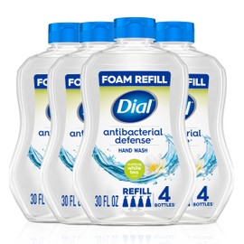 Dial Antibacterial Defense Foaming Hand Soap + Aloe, Soothing White Tea, 30 Fl Oz Hand Soap Refill (Pack of 4), Dermatologist-Tested, Gentle on Skin
