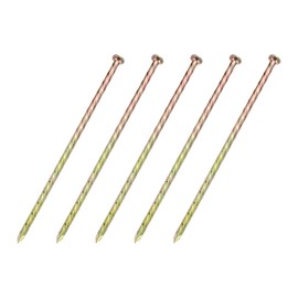uxcell 5Pcs Fence Deck Nails, 7-7/8 Inch Carbon Steel Spiral Deck Nail Spiral Shank Spikes for House Floor Repairing Wall Woodworking, Color Zinc
