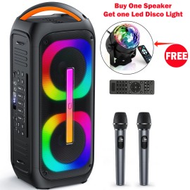 Universal Karaoke Machine with Mic Musice Player Subwoofer For Home Party+ Disco LED Light
