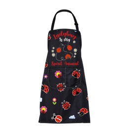 FUSTMW Ladybug Aprons for Women with Pockets Ladybug Lover Gift Ladybug is My Spirit Animal Good Luck Ladybug Kitchen Apron (Ladybug Apron)