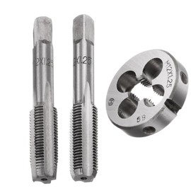 3 Pcs Metric Hand Tap & Die Set, M12 x 1.25 Taper/Bottom Thread Taps + Round Die, Tap and Die Kit Hand Threading Tapping Tools