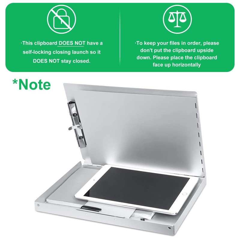 Sunnyclip Aluminum Clipboard with Storage (Letter Size), Metal Recycle Form