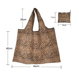 Cehoo Reusable Shopping Bags Leopard Print Foldable Shopping Bag Washable Grocery Bags in a Pouch Eco Tote Handbag Foldaway Shopper Bag for Daily Use Groceries Travel Picnic Storage