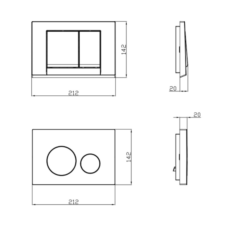 UWT02L-GE Toilet Push Plate for Wall Element Toilet UWT02L-GE, Glossy
