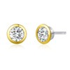 Marguerite Bezel-Set Solitaire Stud Earrings - Gold Plated Round-Cut Zirconia
