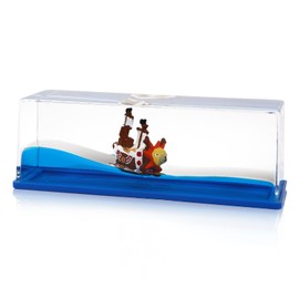 LETINE Unsinkable Thousand Sunny Pirate Ship in a Bottle - Thousand Sunny Drift Bottle Liquid Wave Pirate Ship Decor, Unsinkable Boat in a Box is Suitable for Desk Decor Display Cases and Gifts. (B)