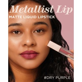 Touch in Sol Metallist Matte Liquid Lipstick - Velvety Vibrant Ultra Matte Lip Lacquer with Luster Pearls - Waterproof Formula Fixing Lip Makeup - Long Lasting Matte Lips, 0.14 fl.oz. (Dry Purple)