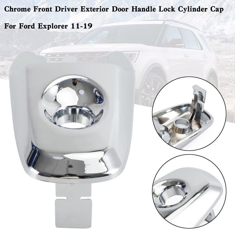 Artudatech Front Driver Exterior Door Handle Lock Cylinder Cap Chrome