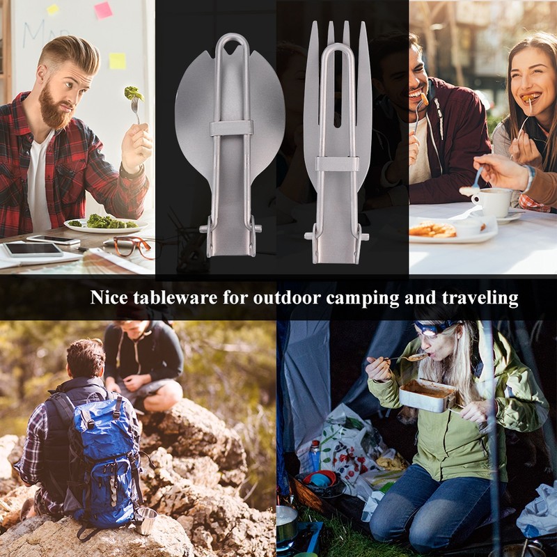 Portable Folding Titanium Spork Fork Outdoor Camping Cutlery Travel Tableware(Fork