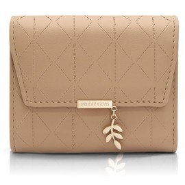 REETEE Ladies Purse Wallet PU Leather Wallet for Women Small Womens Wallet with Pendant, Bifold Purses for Women with Coin Zipper Small Purse and 6 Card Slots (Camel-1)