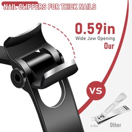 Nail Clippers for Men, Toenail Clippers for Seniors Thick Nails, Heavy Duty Large Fingernail Clipper with 15mm Wide Jaw Opening, Professional Podiatrist Toe Nail Clippers for Ingrown Toenails