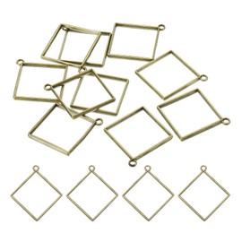 PATIKIL Alloy Open Back Bezel Pendants, 50 Pack Square Hollow Resin Pendant Frame for DIY Crafts Earrings Necklace Bracelet Making, Bronze