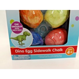 Play Day Dino Egg Sidewalk Chalk 6 Piece Set with One Dinosaur Inside Each Egg T. Rex