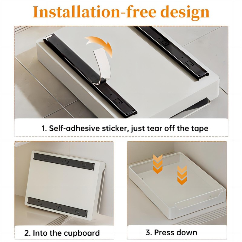 ZHOHO TANT Pull Out Cabinet Organizer Fixed with Adhesive Nano
